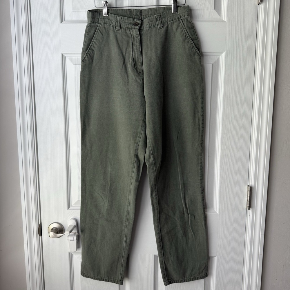 Woolrich Vintage 100% Cotton Canvas Work Pants Olive Green Size 6 Women